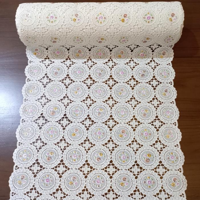 utamajaya- Taplak Meja Tamu Shabby Renda Vintage Meteran Anti Air