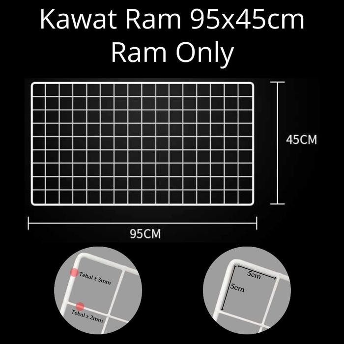 Buruan,.!! Grid Wall Ram Kawat Besi Dinding 95X45 Cm / Gantungan Accesories