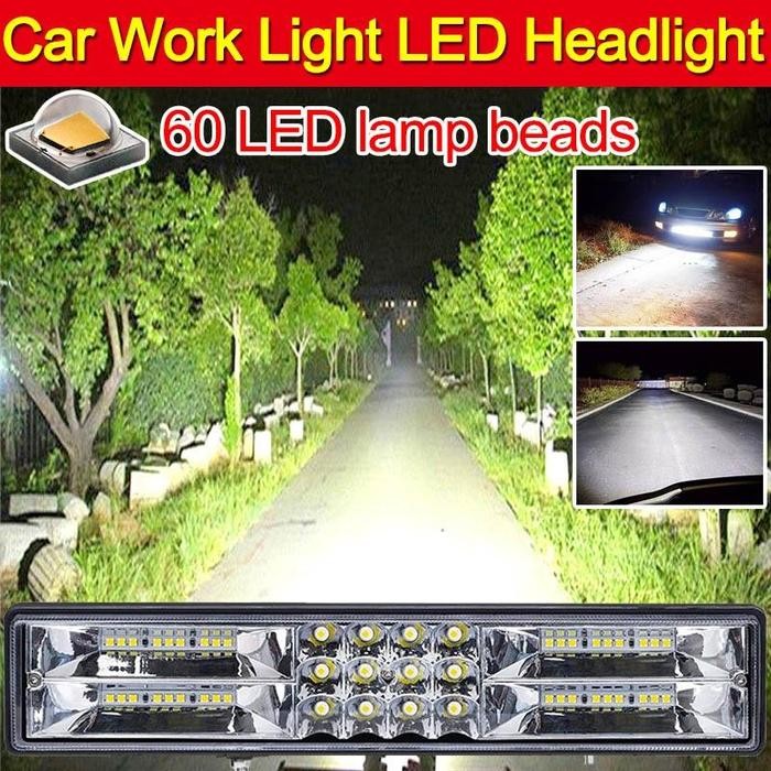 PREMIUM Monqiqi Lampu LED Bar Lampu Sorot Banjir 12-24V Lampu Kabut Kerja Offroad Truk SUV 144/180W