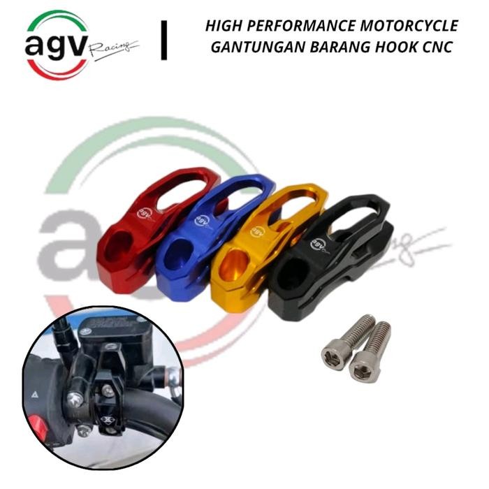 PREMIUM Gantungan Barang Motor agv racing Hook Hanger Dudukan Spion cnc plus Baut PCX 160 PCX 150