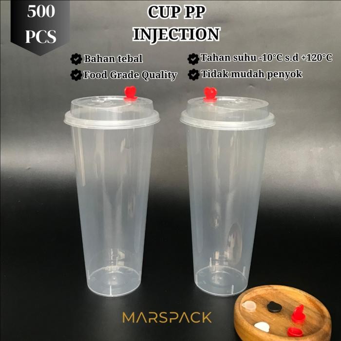 MURAH.. CUP INJECTION 22OZ (700ML) & TUTUP - CUP PLASTIK DATAR