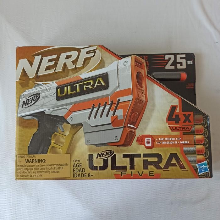 Nerf Ultra FIVE Blaster terjauh sampai 36m. 4 darts in a row with internal magazine - Original NERF