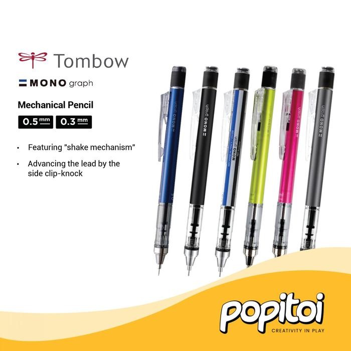 

AqibSaza Tombow Mono Graph Mechanical Pencil Pensil Mekanik 0.3 0.5 mm
