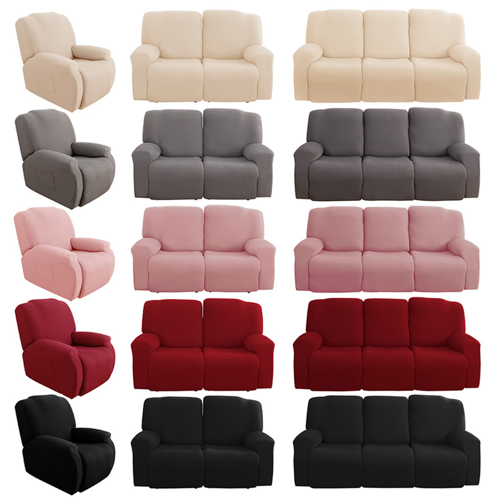 1/2/3 Seater Recliner Sofa Slipcovers Elastic Couch Protector Stretch Recliner Armchair Covers
