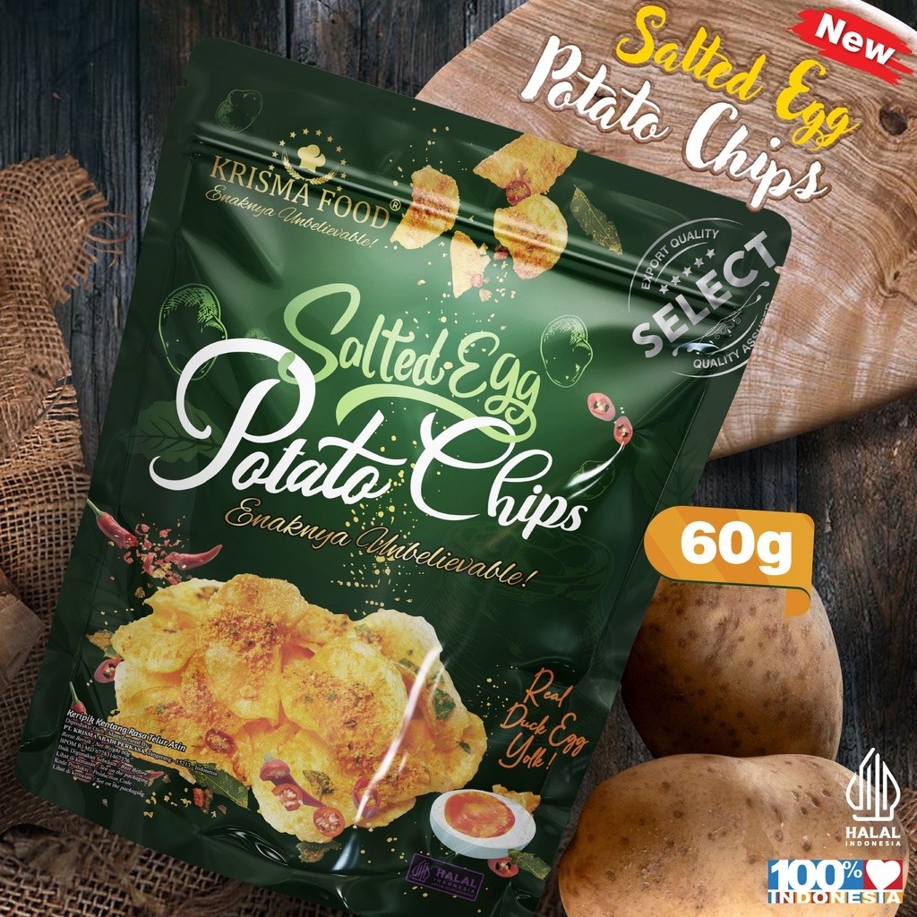 

SALTED EGG FISH SKIN / SALTED EGG POTATO STICK / SALTED EGG POTATO CHIPS KRISMA FOOD