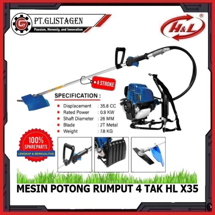 Mesin Potong Rumput Gendong Brush Cutter 4 Tak Pemotong Rumput Hl X35
