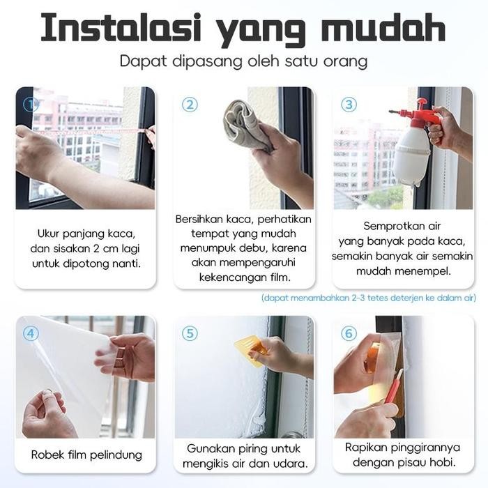 Stok Siap Stiker Kaca Jendela Pintu Motif Transparan Buram Stiker Toilet Film Kamar Mandi Anti Silau