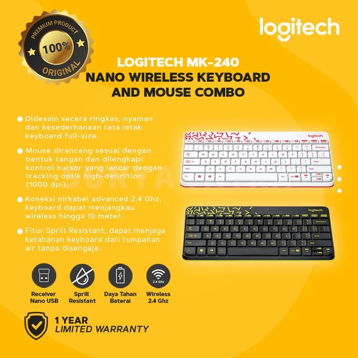 LOGITECH MK240 / MK 240 WIRELESS COMBO MOUSE & KEYBOARD