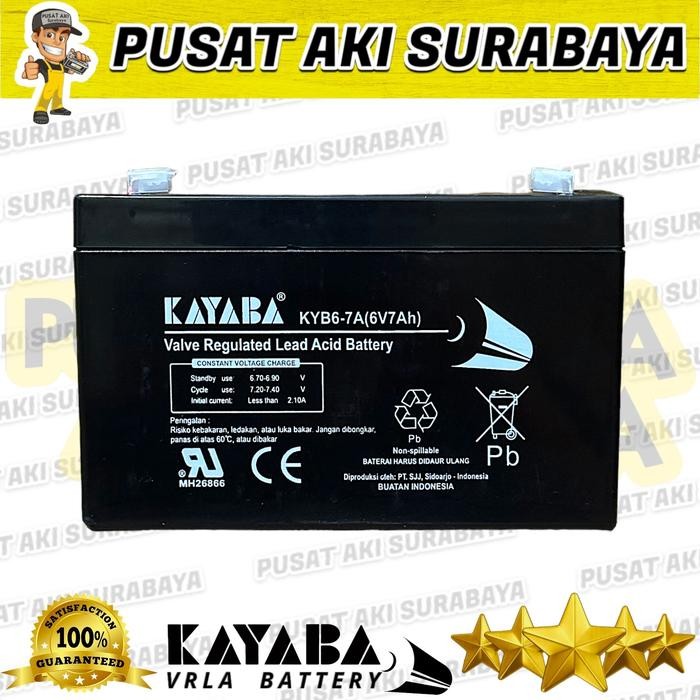 BATTERY KAYABA 6V 7AH AKI MOBIL MAINAN ANAK ACCU 6 VOLT 7 AMPER