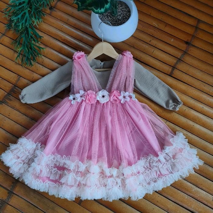 KEANOKIDS GAMIS CRINKLE AIR FLOW KOMBI TUTU ANAK PEREMPUAN 1 - 10TH BAJU MUSLIM BAJU HARI RAYA IDUL