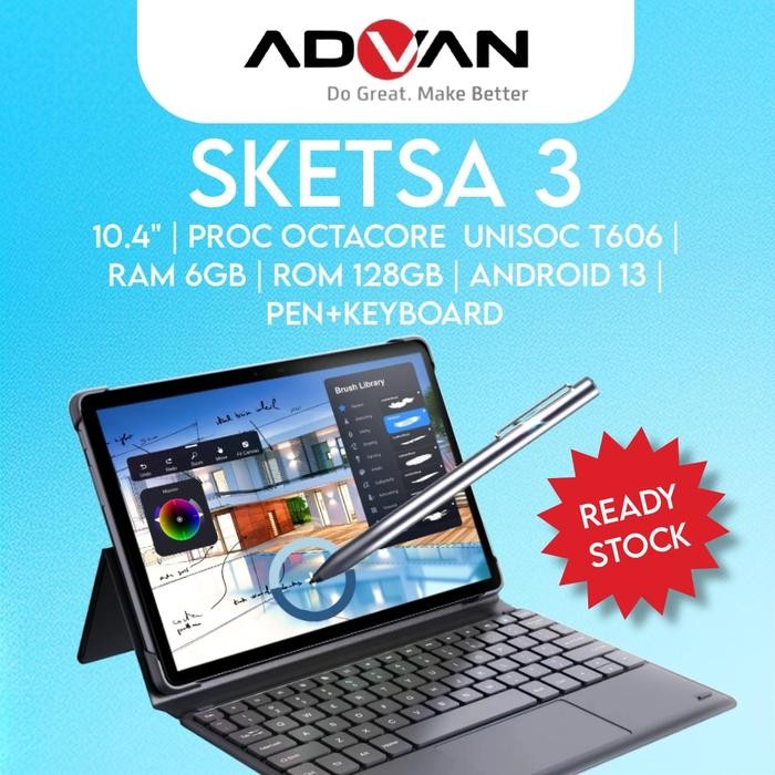 Siap- Advan Tablet Sketsa 2 4/64 With Pen Stylus Keyboard Case Tab Sketsa2