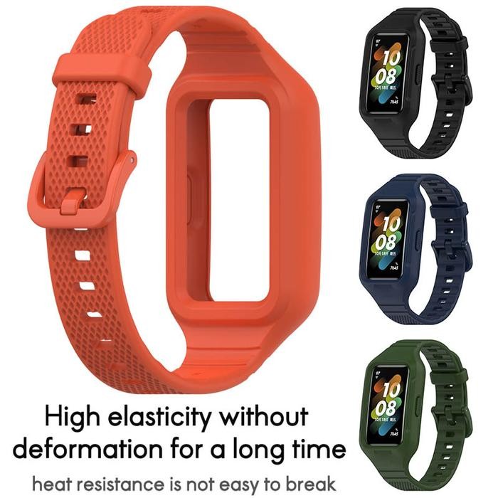 Siap- Silicone Strap Wrist Built-In Case Huawei Band 8 9 10 - Tali Jam Tangan Smart Watch 6
