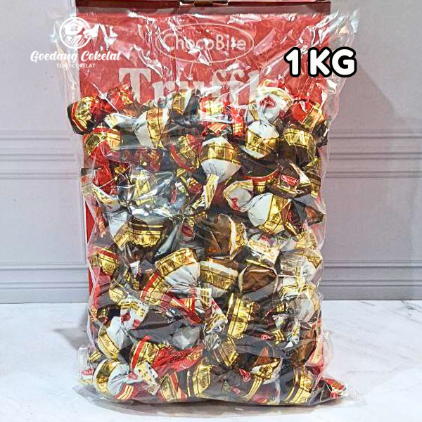 

Coklat Truffle ChocoBite Rasa Almond Hazelnut Milk Chocolate Kemasan 2Kg / 1Kg