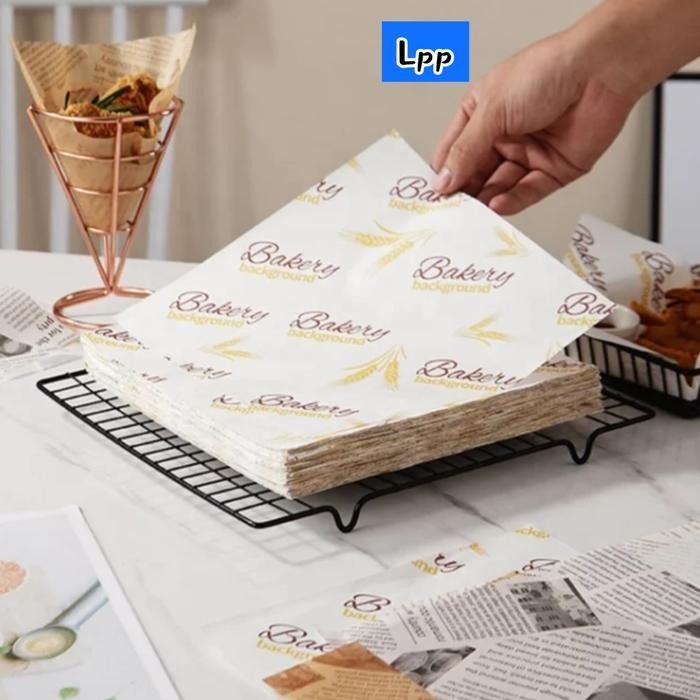 HK11- Kertas Roti Motif / Wax Paper / Baking Paper Motif Bakery Gandum.