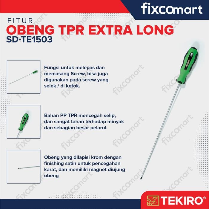 Sukkiystrore Tekiro Obeng Tpr Extra Long (+) Ph1 X 400 Mm / Obeng Plus /Obeng Panjang