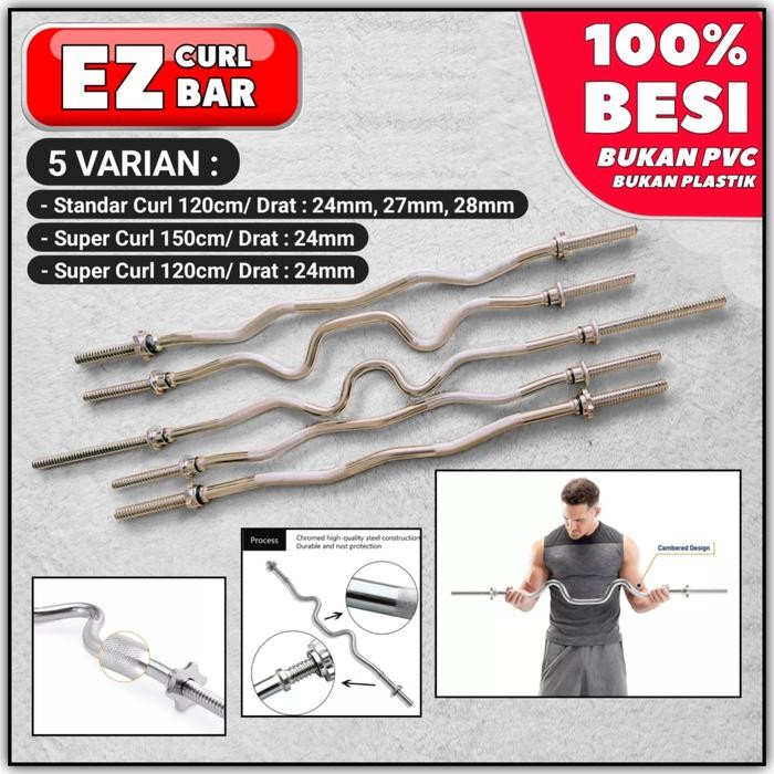 STIK LENGKUNG / EZ CURL BAR / CURL BAR / STIK BARBEL