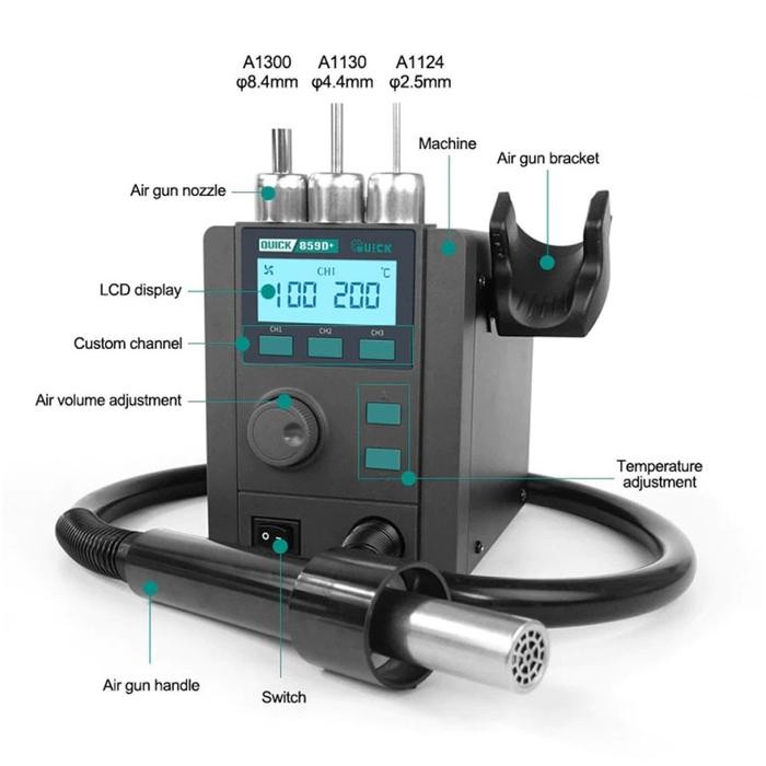 Bagus Solder Uap / Blower Quick 859D+ Lead-Free Original