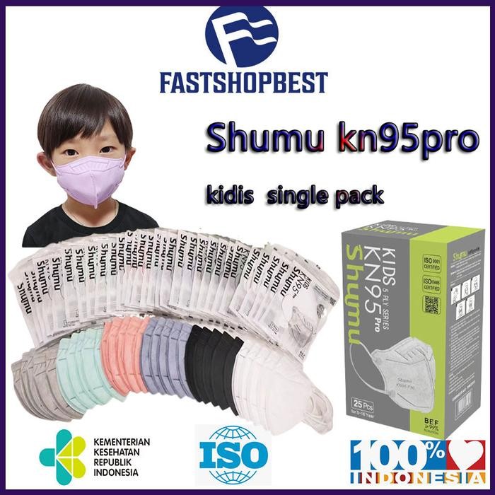 Shumu masker kn95pro kidis/anak 5ply 1box isi 25pcs Duckbill kn95