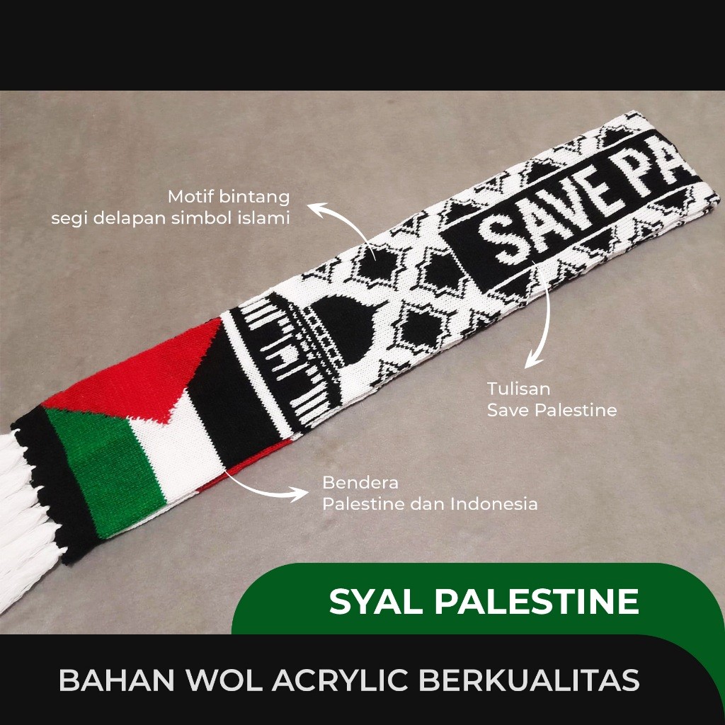 Syal Rajut Palestina Premium Tebal Syal Palestine Selendang Save Palestina