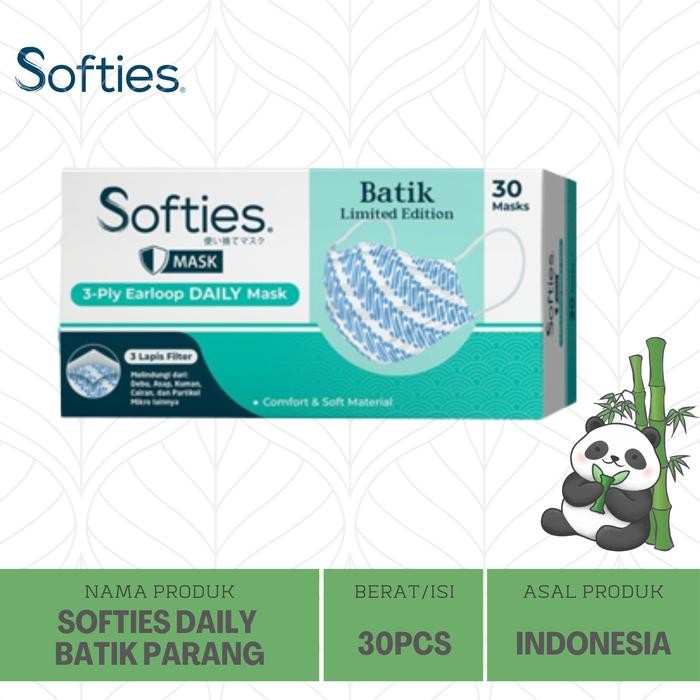 Softies Daily Mask Earloop Batik Parang isi 30 - Masker Softies Daily