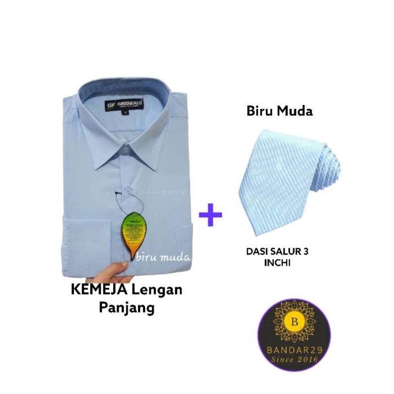Set Kemeja Pria + Dasi Salur u Muda 3 inchi 8 cm Pum Quality