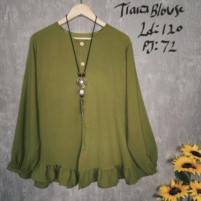 Tiara Blouse Atasan Jumbo Wanita Kemeja Blus Ld120 Bigsize Hijab Muslimah Fashion Baju Wanita Tebal