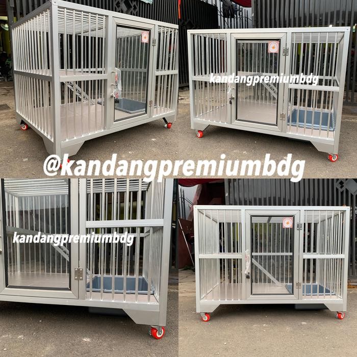 kandang kucing alumunium aluminium silver 1 kamar 1pintu