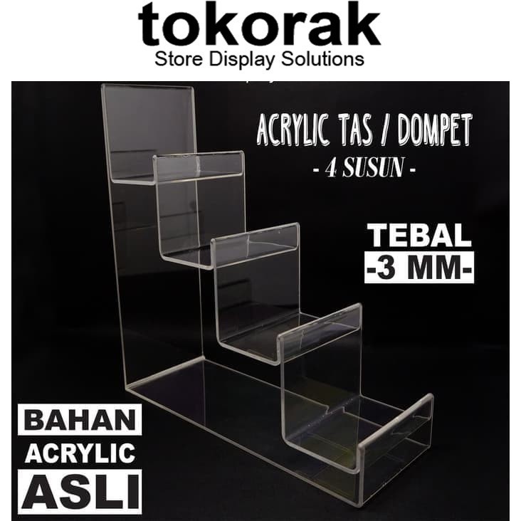 

ACRYLIC TAS 4 SUSUN AKRILIK DOMPET MIKA STAND