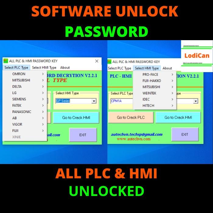 software UNLOCK PASSWORD PLC & HMI omron mitsubishi siemens ab delta *