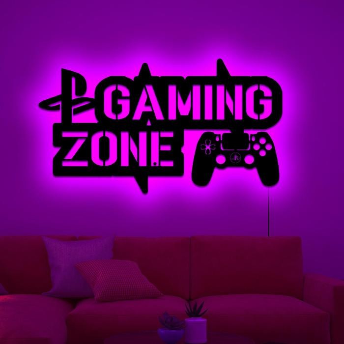 HIASAN DINDING LAMPU RGB MOTIF GAMING ZONE PAJANGAN DINDING MENYALA CAHAYA RGB LAMPU HIAS RUANG