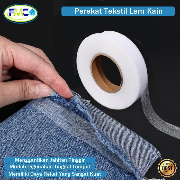 Perekat Tekstil Lem Kain 2 Sisi Lem Hamming Tape Kain Adhesive Premium *
