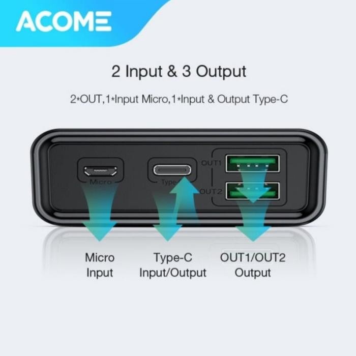 Murah..!! Acome Ap201 Powerbank 20000 Mah 22.5W 5A Fast Charging Qc 3.0+Pd+Vooc