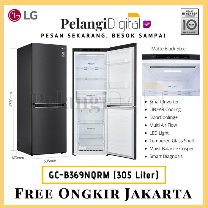 SendToday- Lg Gc-B369Nqrm - Kulkas 2 Pintu Bottom Freezer Bawah Smart Inverter