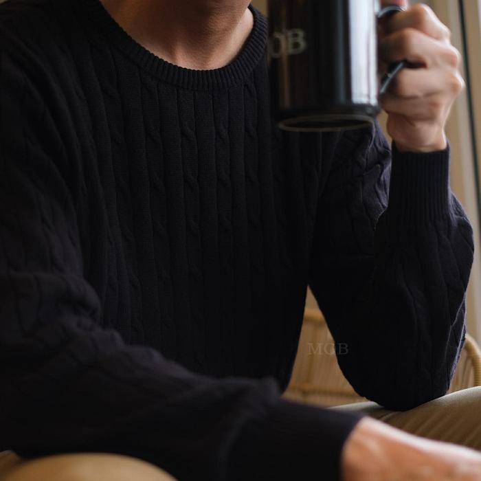 Sweater Polo Ralph Lauren Cable Knit Black Original