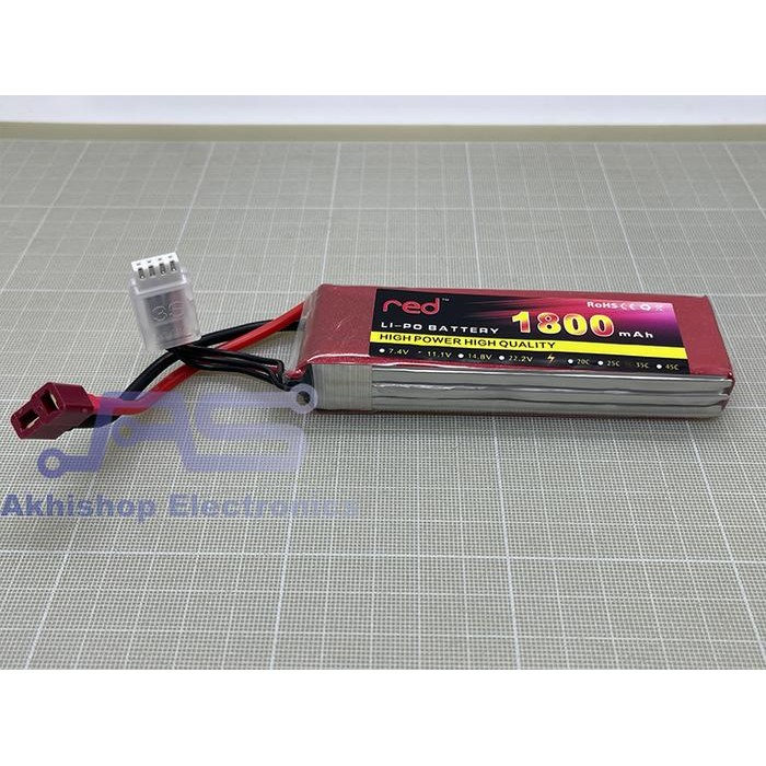 Red Lipo Battrey 1800Mah 3S 25C T Plug