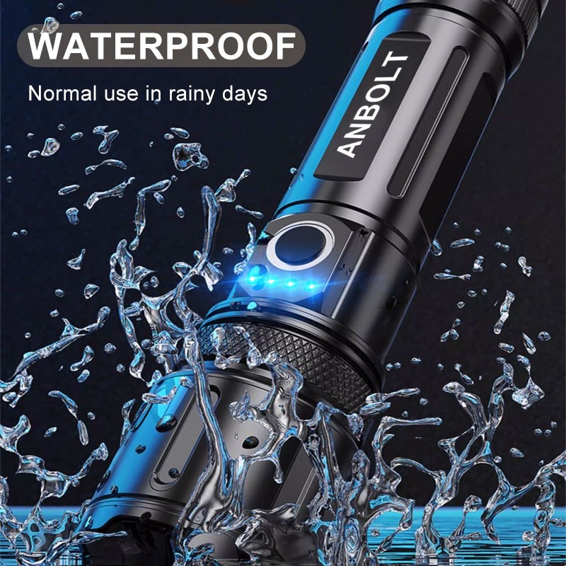 Anbolt Senter LED Super Terang Jarak Jauh Anti Air Senter LED 90000 Lumens Original USB C