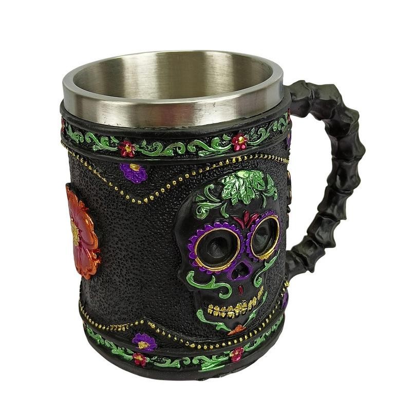 Retro Dragon Resin Stainless Steel Beer Mug Skull Coffee Mug Double-Layer Stainless Steel Gothic Mug