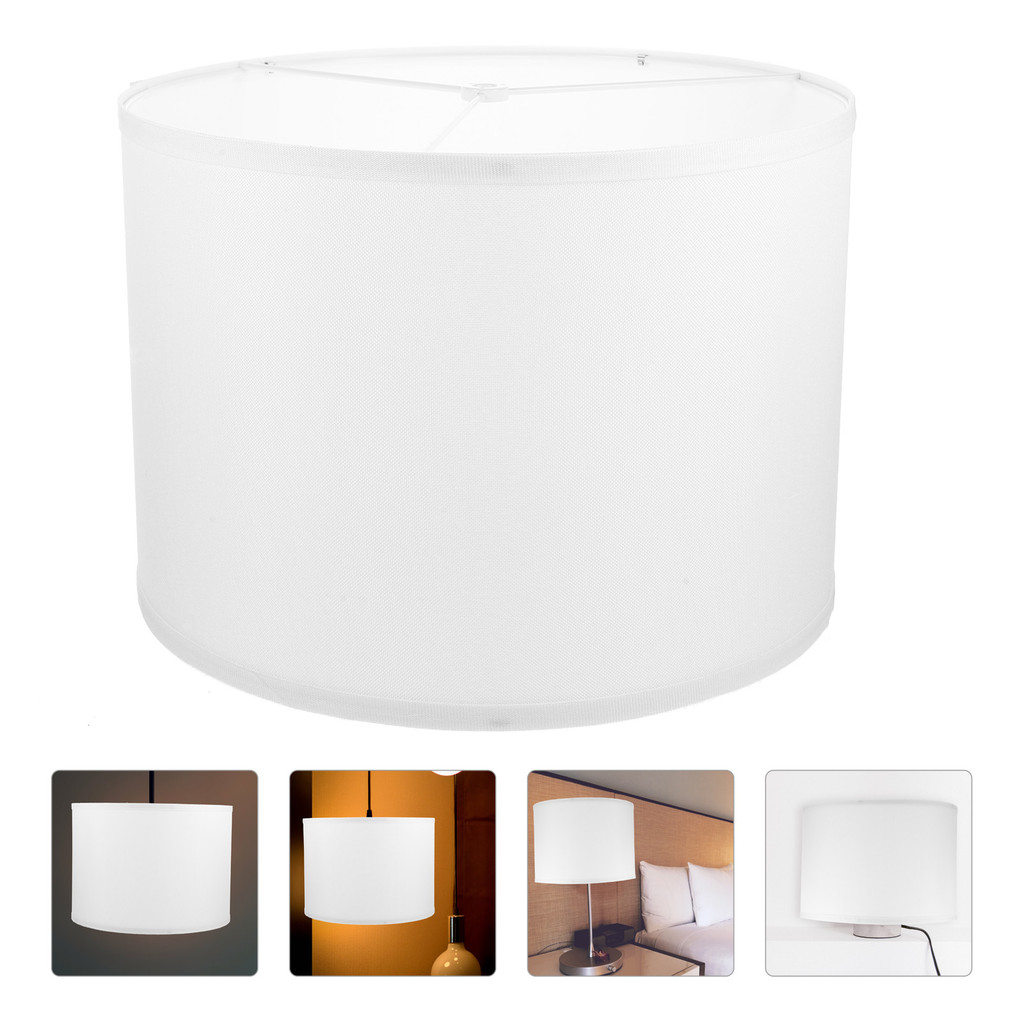 Lightbulb Lamp Shade Bedside Lampshade Bedroom Lampshades for Table Indoor Cover Fabric White Pendan