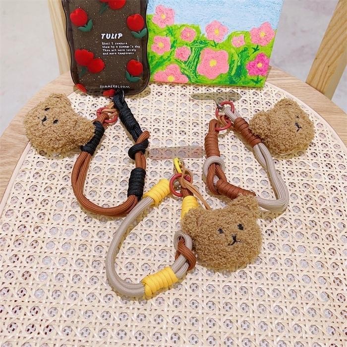 

Ready- Gantungan Hp / Korean Cute Cartoon 3D Plush Bears Hp Clip Cross-Body Lanyard Strap Phone