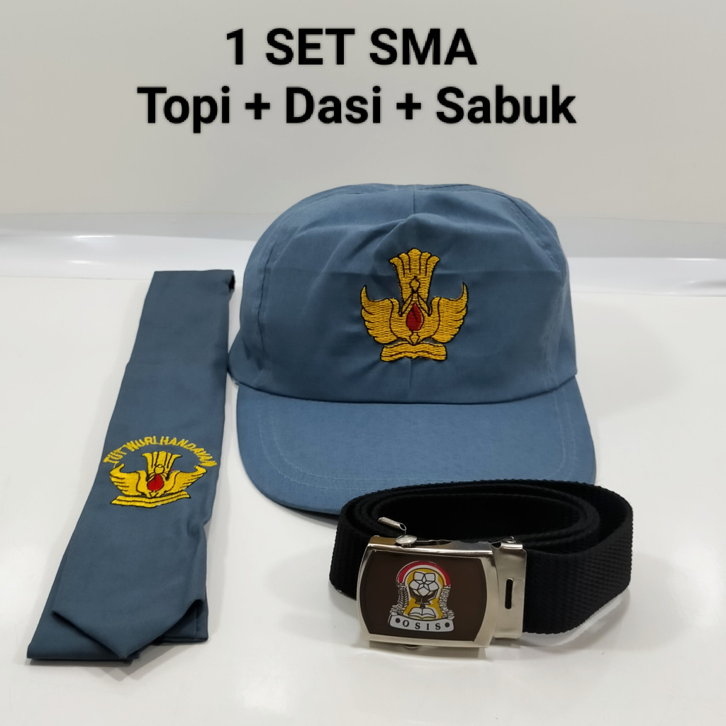 Set Lengkap Topi Dasi Sabuk SMA