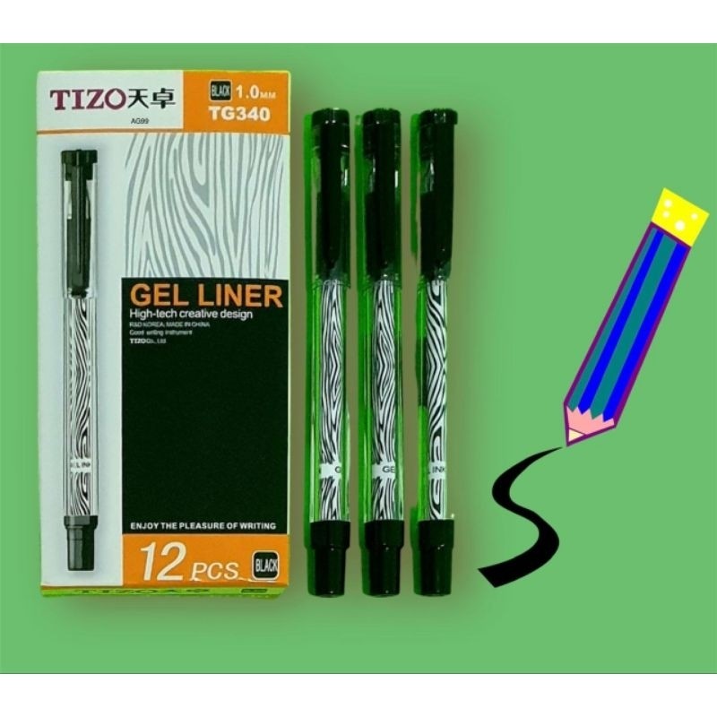 

Tizo Pen gel Pulpen gel Ballpen gel Ballpoin gel r Tg-340 isi 12 pcs HITAM Bestseller