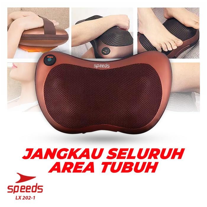 TERLARIS SPEEDS Bantal Pijat 8 Bola Massage Pillow Mobil dan Rumah Car Home Bantal Pijat Leher