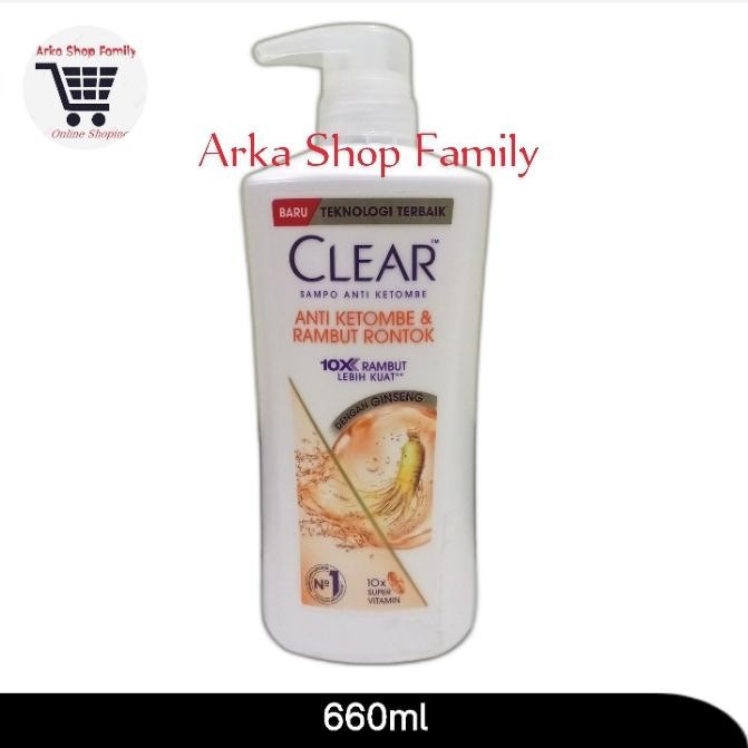 CLEAR Shampoo Anti Ketombe & Rambut Rontok 660ml Dengan Gingseng Anti Dandruff & Hair Fall 660 ml