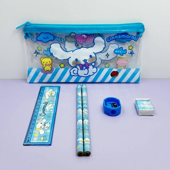 

ID PAKET SET ALAT TULIS STATIONERY 5IN1 - MOTIF SANRIO KUROMI MELODY MOROLL - KOTAK PENSIL + PENSIL