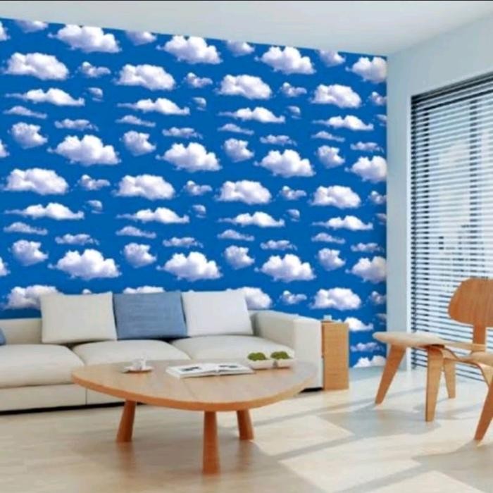 Lilissto Shop Wallpaper Dinding Sticker Motif Awan Biru Cocok Untuk Ruang Tamu Kamar Dan Plafon