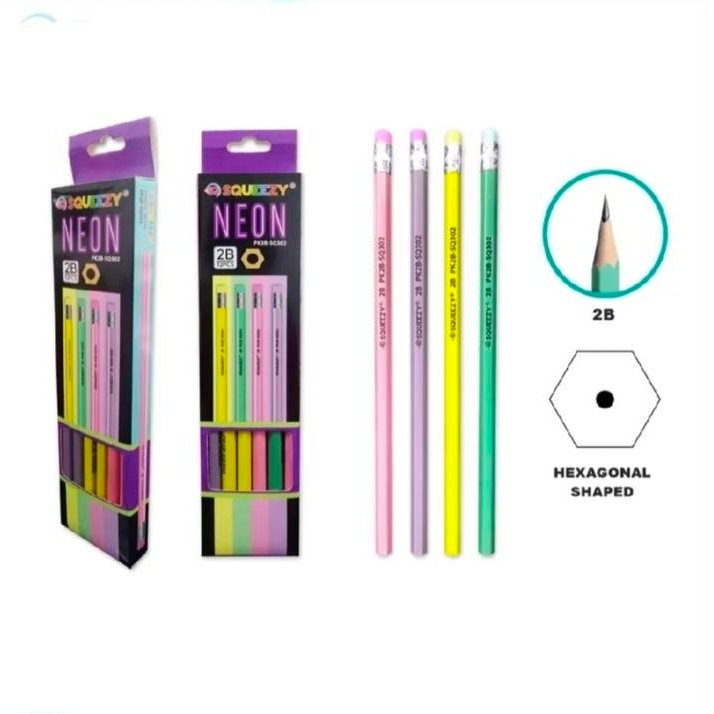 

ID PENCIL 2B SQUEEZY NEON / PENSIL 2B KAYU ISI 12 PCS PER BOX
