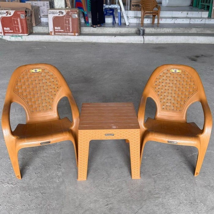 1 Set 2 Kursi BIG N932P + MAPAN 45 - 1SET Kursi Santai Napolly 932 / Kursi Santai Plastik / Kursi