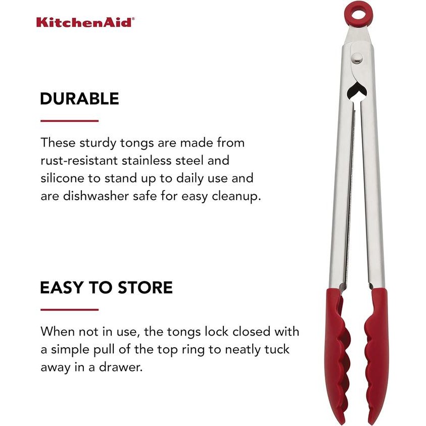 Kitchenaid - Silicone Stainless Steel Tongs, Penjepit Makanan