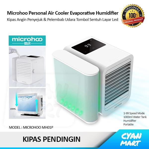 KIPAS AC PORTABLE MICROHOO AIR COOLER EVAPORATIVE HUMIDIFIER 3-IN-1
