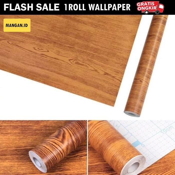 Senja_Craft Rona Wallpaper Dinding Motif Kayu Ukuran 45Cm X 9M Vinyl Pvc Waterproof
